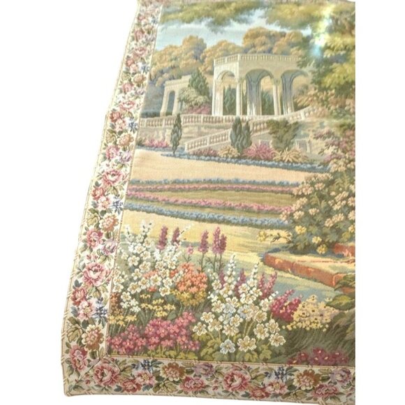 NWT Vintage European Corona Decor Garden Wall Tapestry w/Hooks 33-1/2" x 43" - Picture 4 of 14
